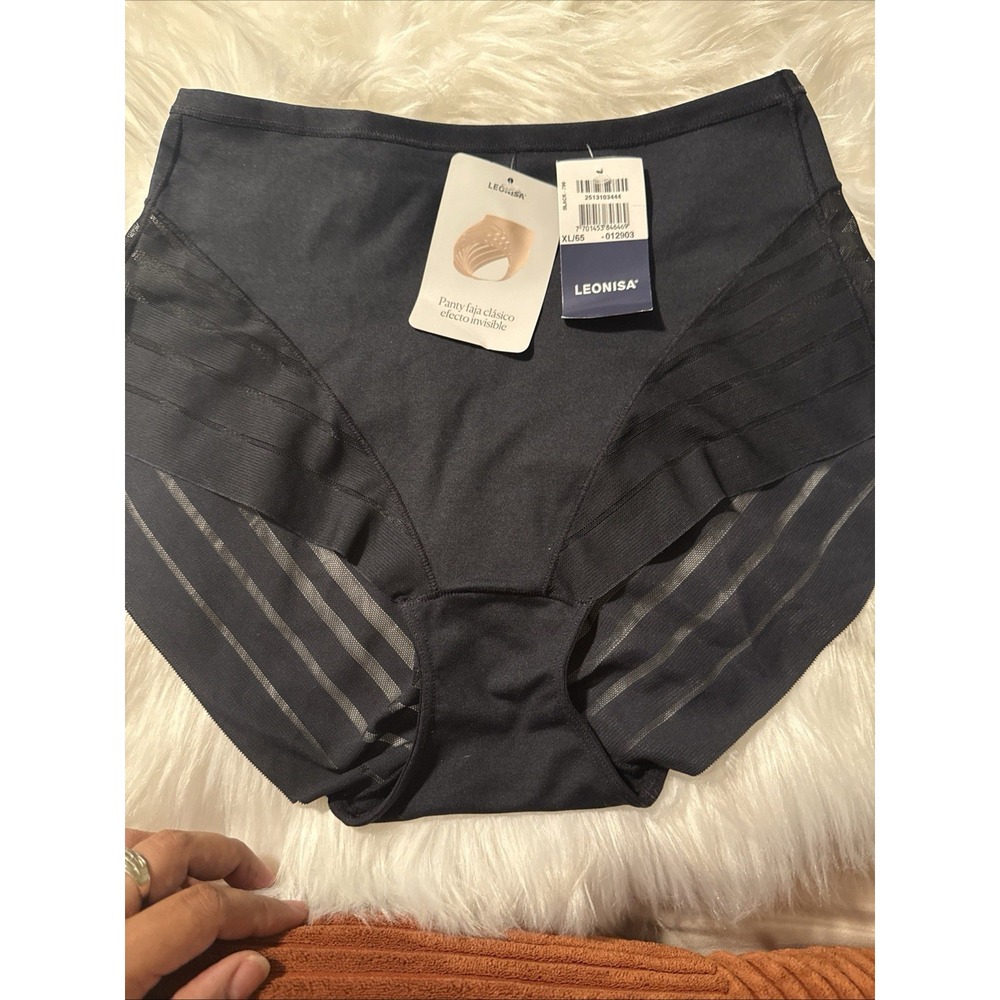 Leonisa Women's Stripe Undetectable Classic Shaper Panty Black Extra large NWT